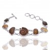 Natural Ammonite And Ammolite Multigemstone 925 Sterling Silver Bracelet| Jewels Artisan