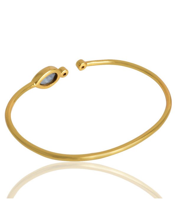 Natural Amethyst And Sky Blue Topaz Gemstone 925 Sterling Silver Bracelet| Jewels Artisan