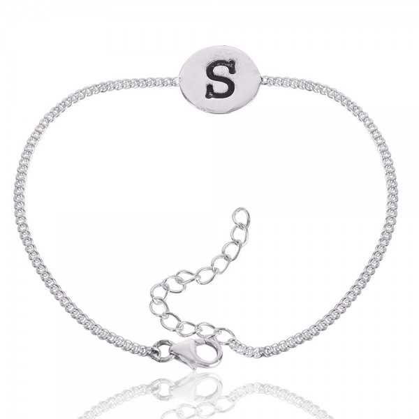 925 Sterling Silver Alphabet Bracelet | 925 Sterling Silver Initial Bracelet  - 925 - Aliexpress