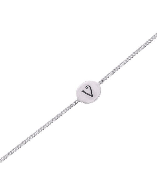 Alphabet "V" Charm 925 Sterling Silver Bracelet| Jewels Artisan