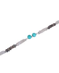 Natural Labradorite Turquoise And Rainbow Moonstone Beads Gemstone 925 Silver Bracelet| Jewels Artisan