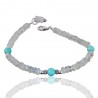 Natural Arizona Turquoise And Rainbow Moonstone Beads Gemstone 925 Silver Bracelet| Jewels Artisan