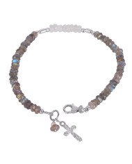 Rainbow Moonstone And Labradorite Beads 925 Solid Silver Bracelet
