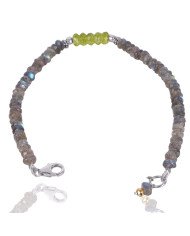 Natural Peridot And Labradorite Beads Gemstone 925 Silver Bracelet| Jewels Artisan
