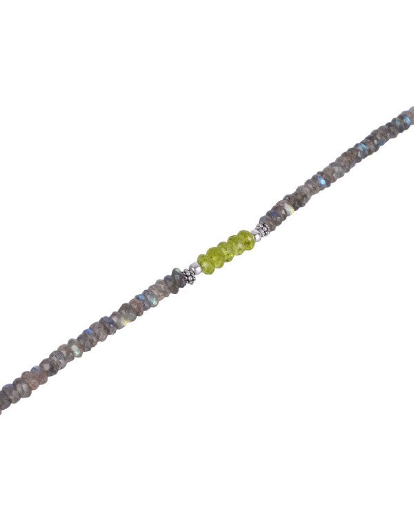Natural Peridot And Labradorite Beads Gemstone 925 Silver Bracelet| Jewels Artisan