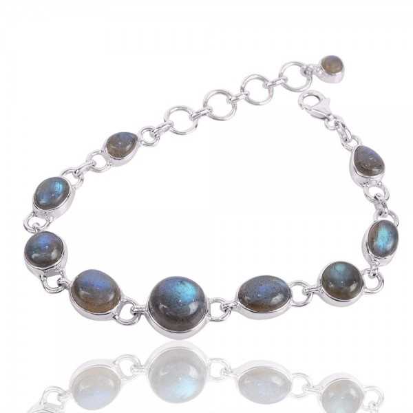 Labradorite Gemstone 925 Sterling Silver Bracelet| Jewels Artisan