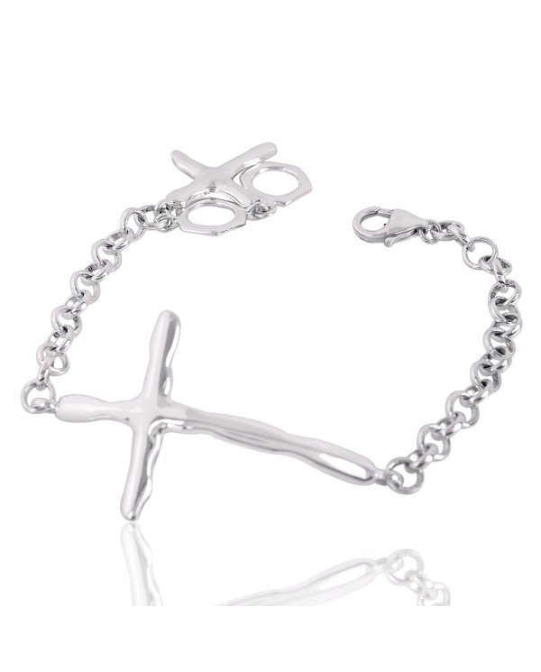 Cross Solid Silver Cluster Bracelet| Jewels Artisan