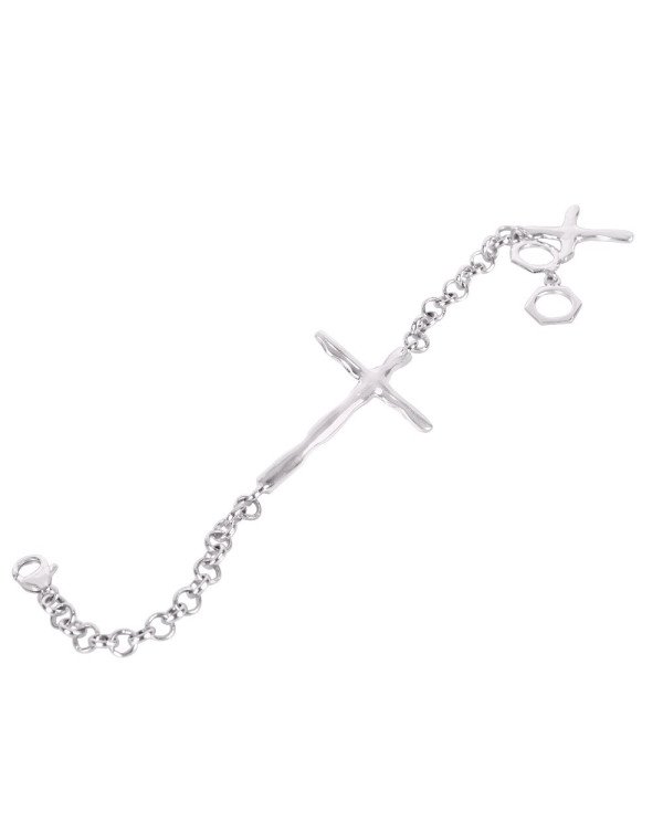 Cross Solid Silver Cluster Bracelet| Jewels Artisan