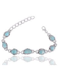 Larimar Gemstone 925 Sterling Silver Bracelet| Jewels Artisan