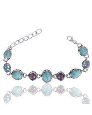 Multigemstone Sterling Silver Bracelet| Jewels Artisan
