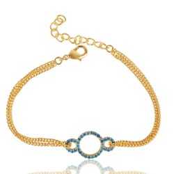 Blue Topaz Zircon Gemstone Gold Plated Brass Bracelet| Jewels Artisan