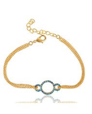 Blue Topaz Zircon Gemstone Gold Plated Brass Bracelet| Jewels Artisan