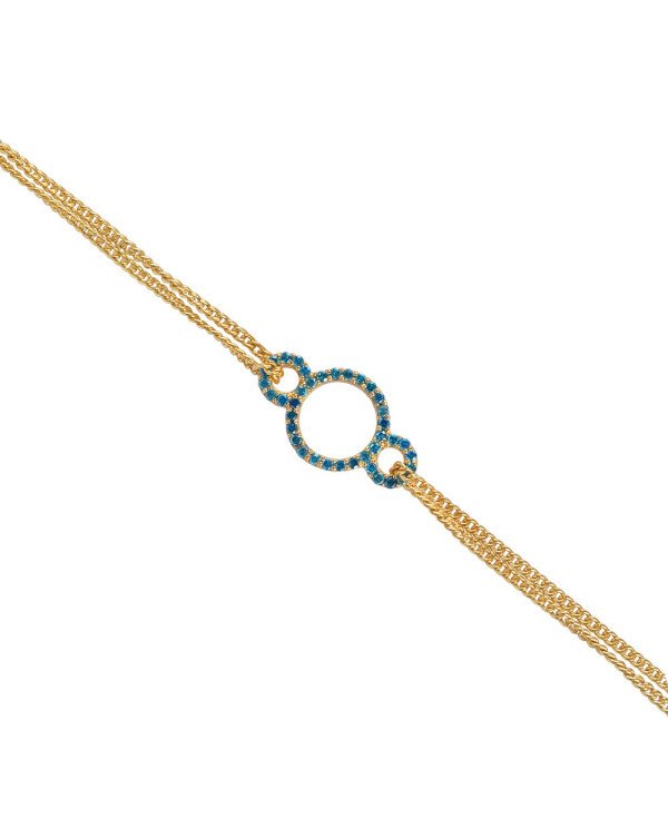Blue Topaz Zircon Gemstone Gold Plated Brass Bracelet| Jewels Artisan