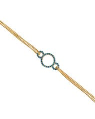 Blue Topaz Zircon Gemstone Gold Plated Brass Bracelet| Jewels Artisan