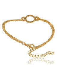 Blue Topaz Zircon Gemstone Gold Plated Brass Bracelet| Jewels Artisan