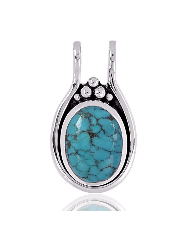 Natural Tibetan Turquoise Gemstone 925 Sterling Silver Pendant| Jewels Artisan