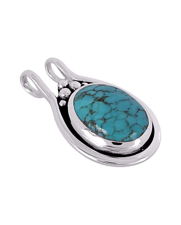 Natural Tibetan Turquoise Gemstone 925 Sterling Silver Pendant| Jewels Artisan