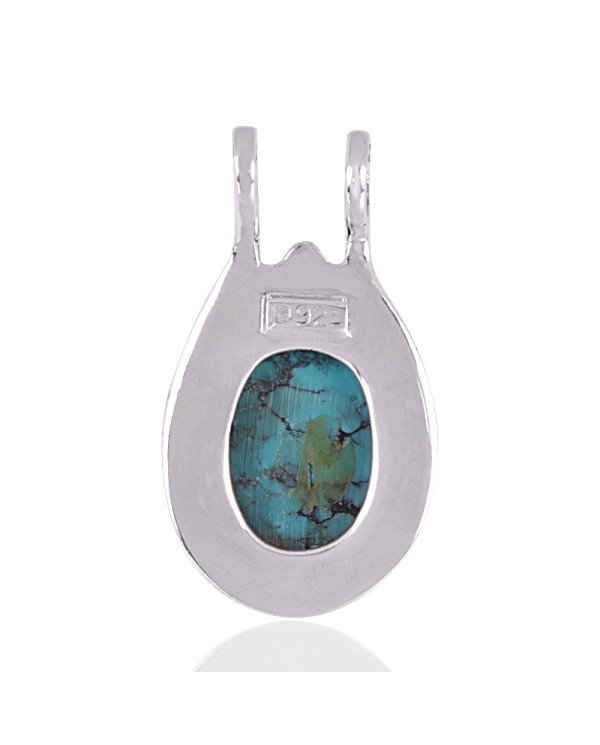 Natural Tibetan Turquoise Gemstone 925 Sterling Silver Pendant| Jewels Artisan
