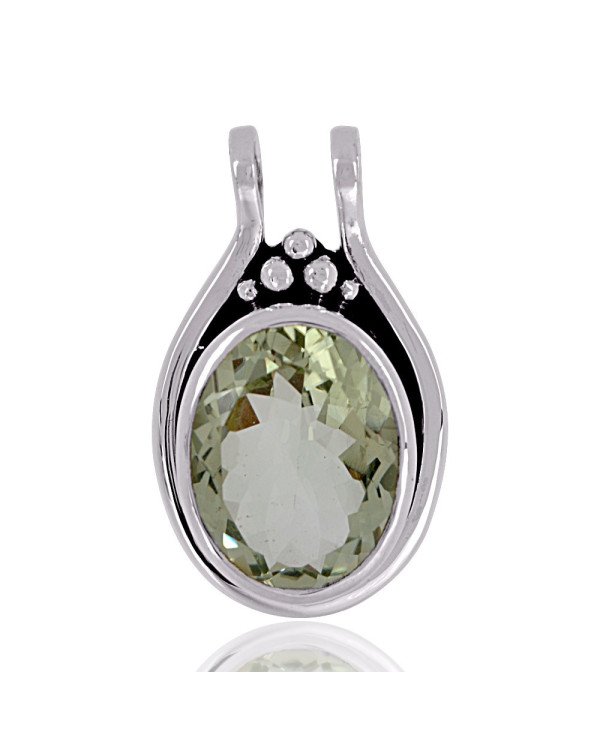 Natural Green Amethyst Gemstone 925 Sterling Silver Pendant| Jewels Artisan