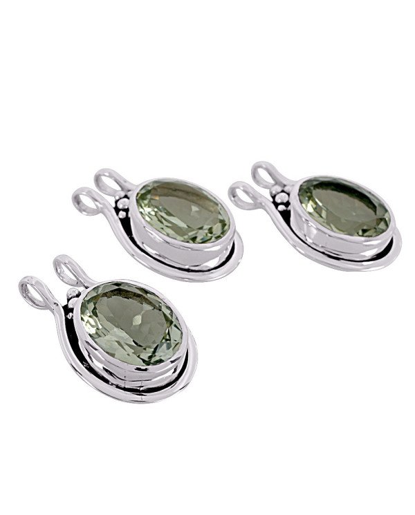 Natural Green Amethyst Gemstone 925 Sterling Silver Pendant| Jewels Artisan