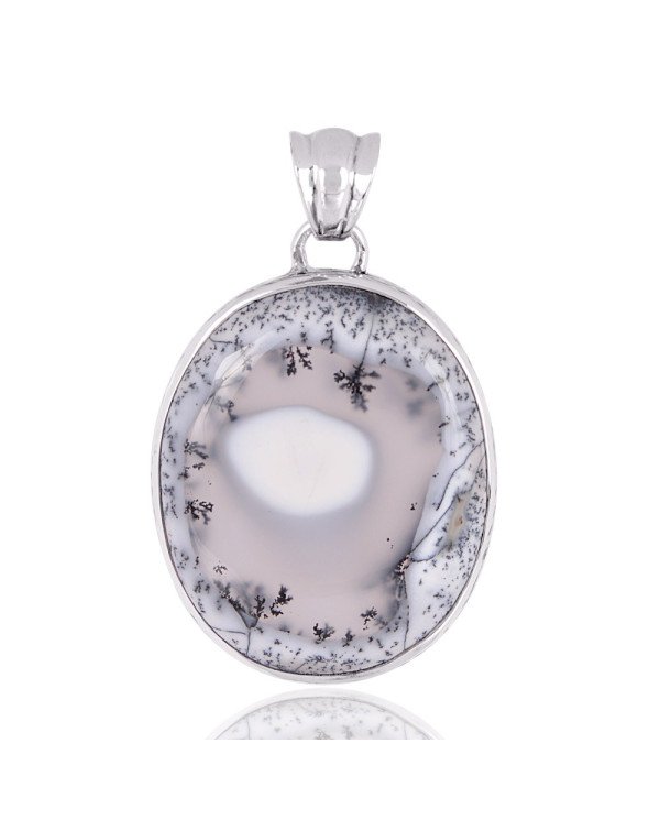 Natural Dendritic Opal Gemstone 925 Sterling Silver Pendant| Jewels Artisan