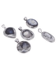 Natural Dendritic Opal Gemstone 925 Sterling Silver Pendant| Jewels Artisan