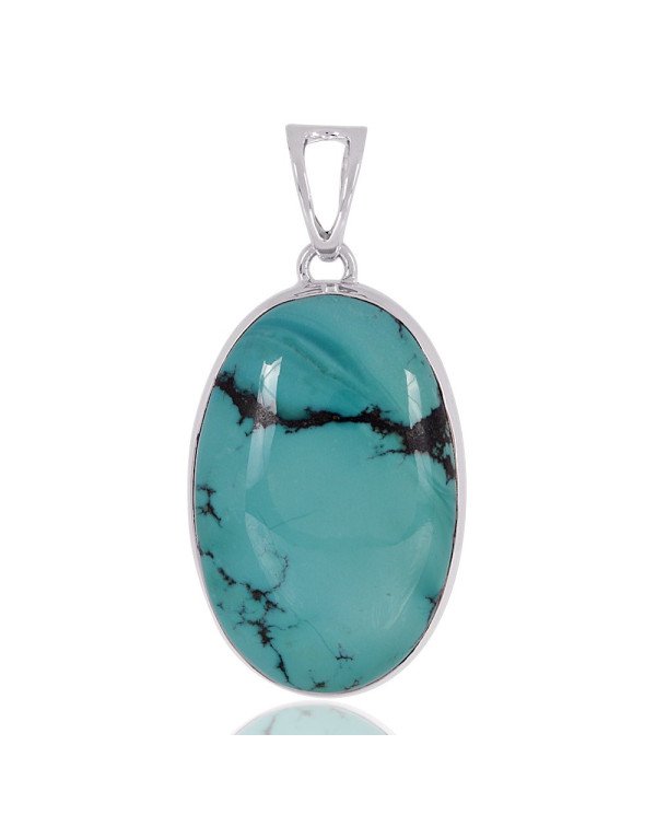 Natural Tibetan Turquoise Gemstone 925 Sterling Silver Pendant| Jewels Artisan