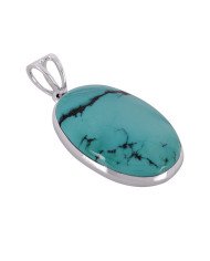 Natural Tibetan Turquoise Gemstone 925 Sterling Silver Pendant| Jewels Artisan