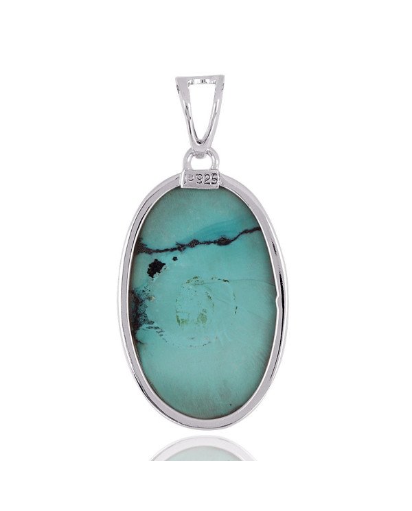 Natural Tibetan Turquoise Gemstone 925 Sterling Silver Pendant| Jewels Artisan