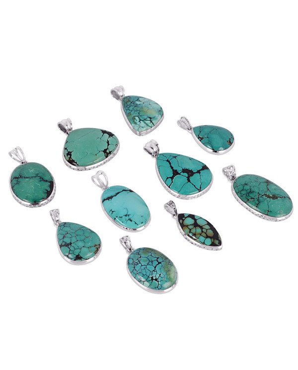 Natural Tibetan Turquoise Gemstone 925 Sterling Silver Pendant| Jewels Artisan