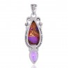 Natural Purple Copper Turquoise Multigemstone 925 Sterling Silver Pendant| Jewels Artisan