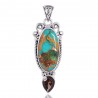 Natural Boulder Turquoise Multigemstone 925 Sterling Silver Pendant| Jewels Artisan