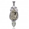Natural Green Amethyst And Pyrite Drug Gemstone 925 Sterling Silver Pendant| Jewels Artisan