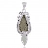 Natural Green Amethyst And Pyrite Drug Gemstone 925 Sterling Silver Pendant| Jewels Artisan