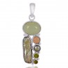 Natural Colour Biwa Pearl Multigemstone 925 Sterling Silver Pendant| Jewels Artisan