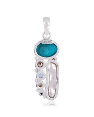 Natural Arizona Turquoise Multigemstone 925 Sterling Silver Pendant| Jewels Artisan