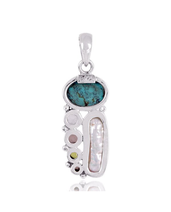 Natural Idocrase And Multigemstone 925 Sterling Silver Pendant| Jewels Artisan