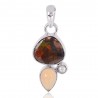 Natural Ammolite Ethiopian Opal and Pearl Gemstone 925 Sterling Silver Pendant| Jewels Artisan