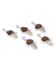 Natural Ammolite Ethiopian Opal and Pearl Gemstone 925 Sterling Silver Pendant| Jewels Artisan