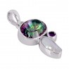 Natural Amethyst Mystic Quartz and Biwa Pearl Gemstone 925 Sterling Silver Pendant| Jewels Artisan