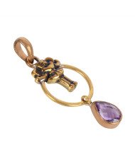 Natural Amethyst Gemstone Brass  Pendant| Jewels Artisan