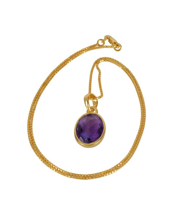 Natural Amethyst Gemstone 925 Sterling Silver Pendant| Jewels Artisan