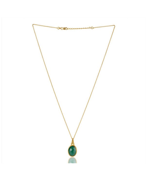 Natural Green Onyx Gemstone 925 Sterling Silver Pendant| Jewels Artisan