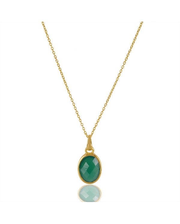Natural Green Onyx Gemstone 925 Sterling Silver Pendant| Jewels Artisan