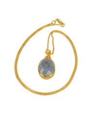 Natural Aquamarine Gemstone 925 Sterling Silver Pendant| Jewels Artisan