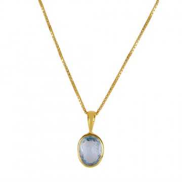 Natural Sky Blue Topaz Gemstone 925 Sterling Silver Pendant| Jewels Artisan