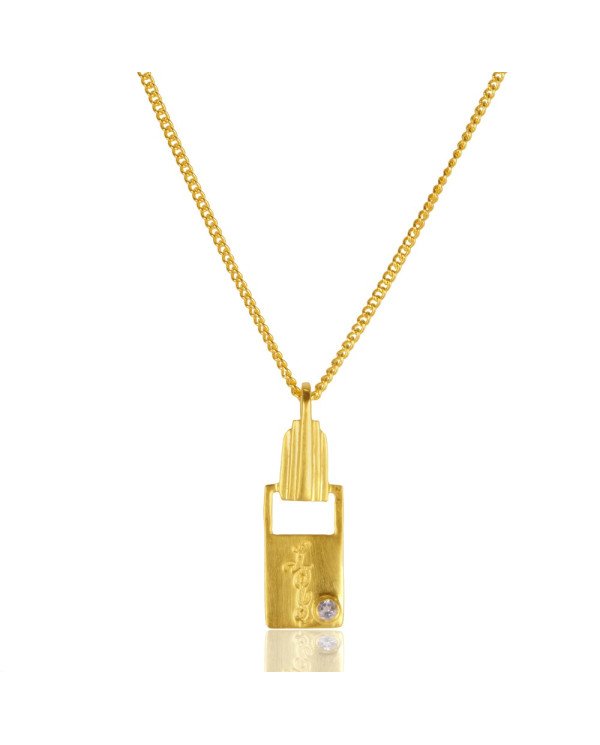 Natural Black Onyx Brass Necklace Pendant| Jewels Artisan