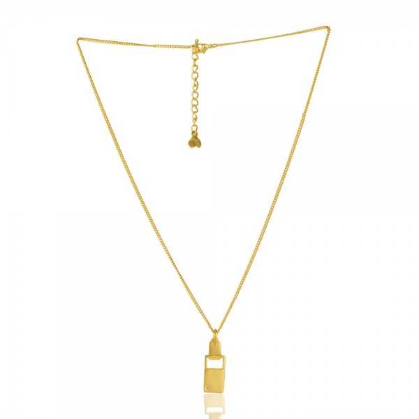 Natural Black Onyx Brass Necklace Pendant| Jewels Artisan