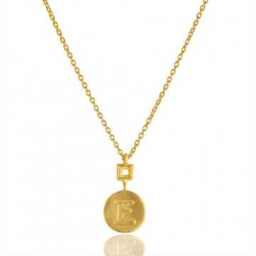 Alphabet "E" Brass Necklace Pendant| Jewels Artisan