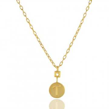 Alphabet "T" Brass Necklace Pendant| Jewels Artisan